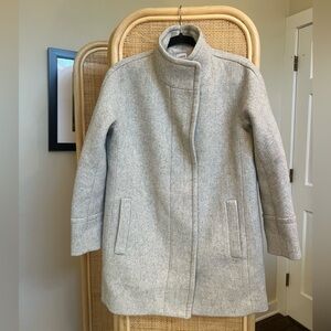 J. Crew Womens Wool Blend Grey Peacoat Trench Jacket Petite 4